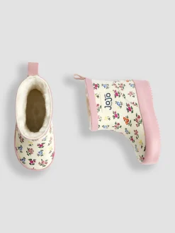 Crème fleuri - Bottes de pluie courtes confortables à imprimé JoJo Maman Bébé