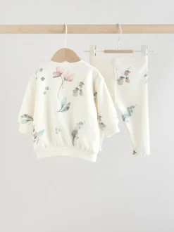 Crème fleuri - Ensemble Chandail et Survêtement bébé 2 Pièces (0mois-2ans)