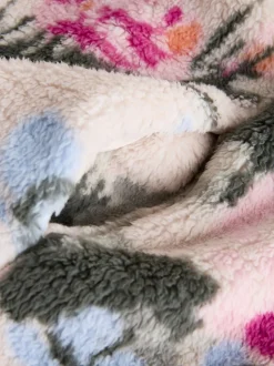 Crème fleuri - Polaire en imitation peau de mouton à col zippé