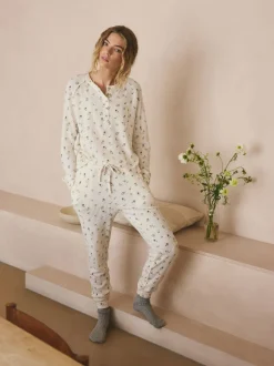 Crème fleuri - Pyjama à manches longues Cosy Waffle