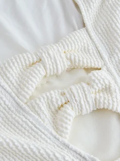 Crème froissée - Maillot de bain Nœud à encolure dégagée avec contrôle du ventre