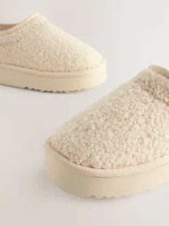Crème imitation peau de mouton - Flatform Shoot Fleece Lined Slippers