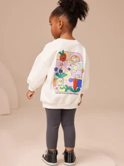 Crème imprimé graphique arc-en-ciel - Sweatshirt & Leggings (3mths-7yrs)