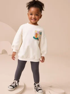 Crème imprimé graphique arc-en-ciel - Sweatshirt & Leggings (3mths-7yrs)