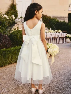 Crème ivoire - Robe Nœud pour Fille Fleurie (3mths-16yrs)