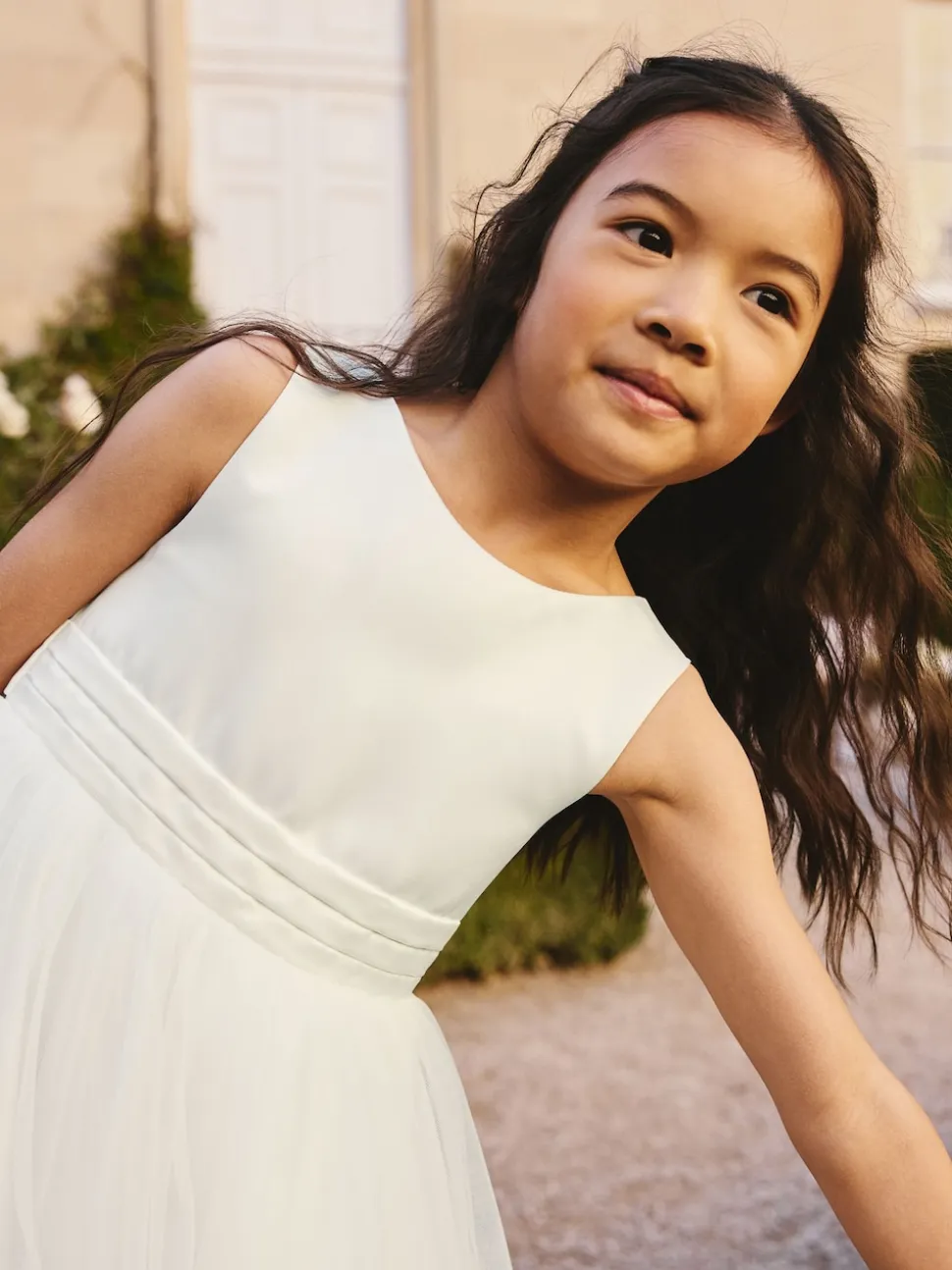 Crème ivoire - Robe Nœud pour Fille Fleurie (3mths-16yrs)