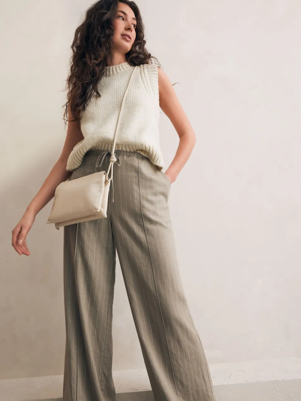 Crème ivoire - Sac à bandoulière en cuir