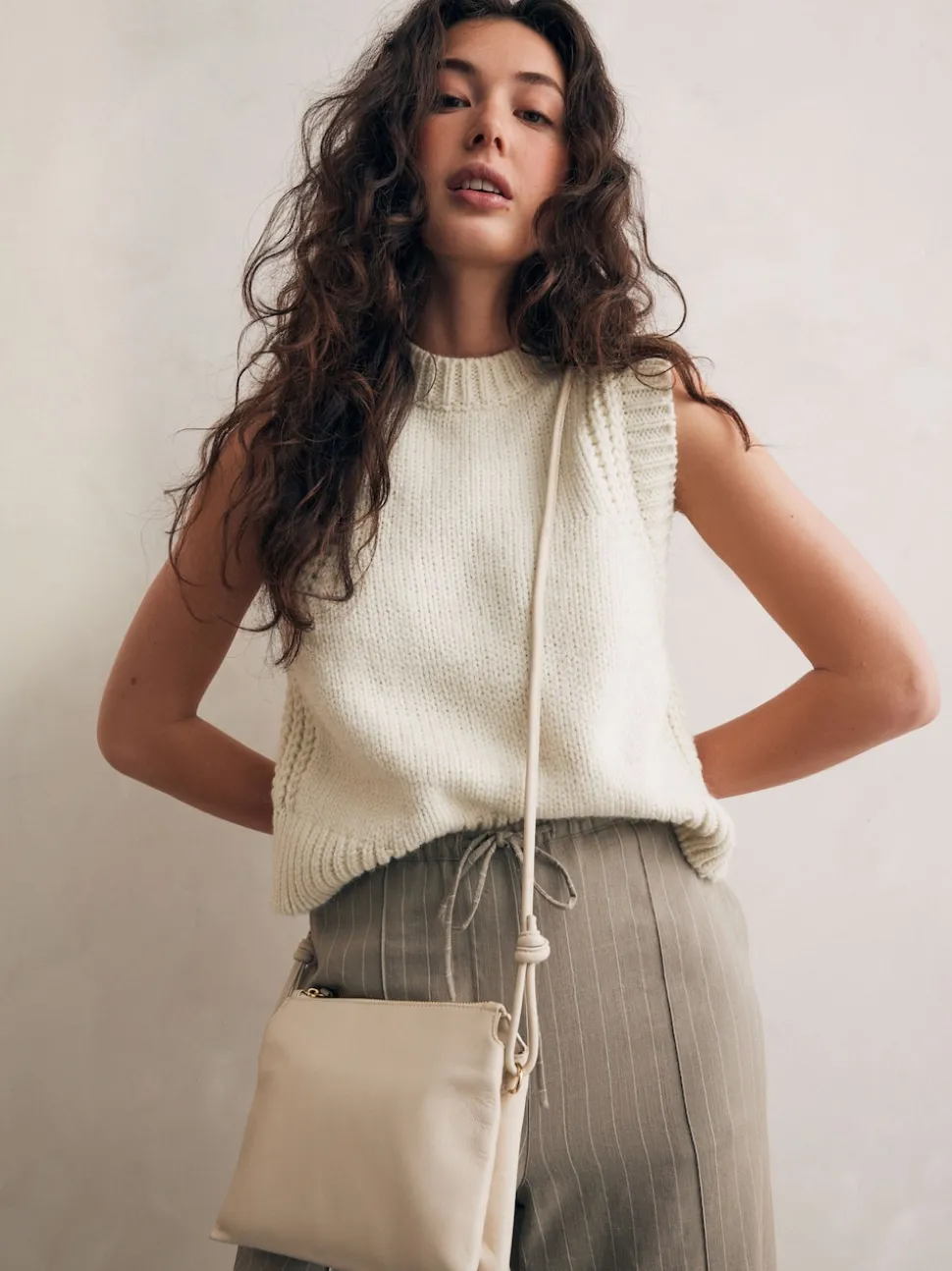 Crème ivoire - Sac à bandoulière en cuir