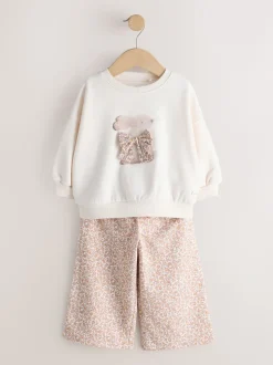 Crème motif lapin - Ensemble Sweat-shirt et Pantalons Amples (3mois-7ans)