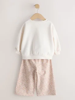 Crème motif lapin - Ensemble Sweat-shirt et Pantalons Amples (3mois-7ans)