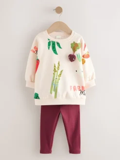 Crème Personnages légumes - Ensemble Sweatshirt et Leggings (3mths-7yrs)