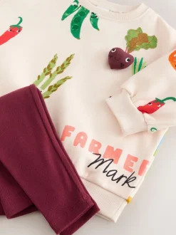 Crème Personnages légumes - Ensemble Sweatshirt et Leggings (3mths-7yrs)