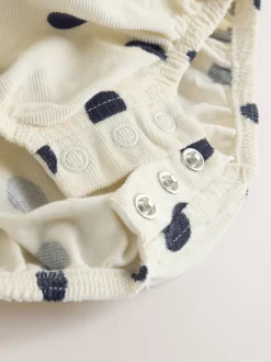 Crème/anthracite à pois - Ensemble de barboteuses Bébé Bloomer 2 pièces avec collants (0mois-3ans)