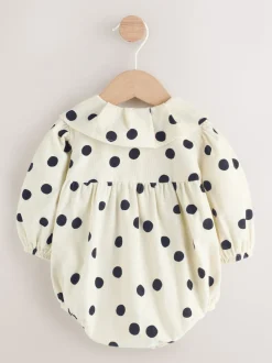 Crème/anthracite à pois - Ensemble de barboteuses Bébé Bloomer 2 pièces avec collants (0mois-3ans)