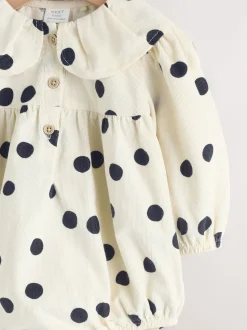 Crème/anthracite à pois - Ensemble de barboteuses Bébé Bloomer 2 pièces avec collants (0mois-3ans)