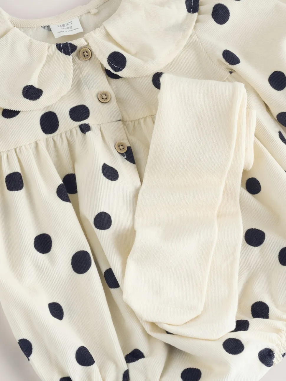 Crème/anthracite à pois - Ensemble de barboteuses Bébé Bloomer 2 pièces avec collants (0mois-3ans)