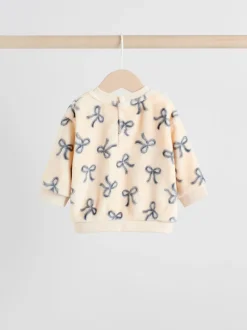 Crème/gris - Ensemble pull et pantalon en velours doux imprimé nœud (0mois-2ans)