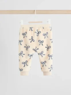 Crème/gris - Ensemble pull et pantalon en velours doux imprimé nœud (0mois-2ans)