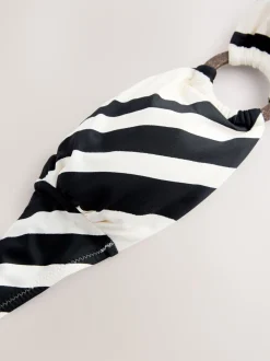 Crème/noir à rayures - Haut Bikini bandeau en métal