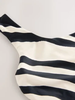 Crème/noir à rayures - Maillot de bain dos nu à une épaule