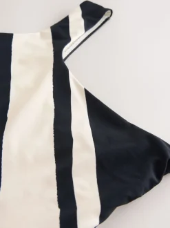 Crème/noir à rayures - Maillot de bain dos nu à une épaule