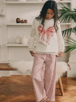 Crème/Nœud rouge - Pyjama sweat-shirt (2-16ans)