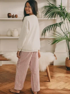 Crème/Nœud rouge - Pyjama sweat-shirt (2-16ans)