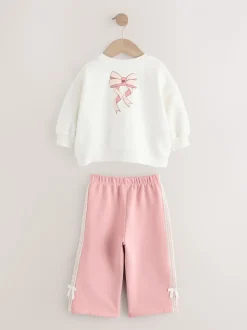 Crème/rose - Ensemble Barbie Sweat-shirt & Ample Survêtement (3mois-7ans)