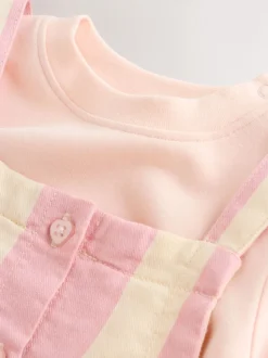 Crème/Rose Rayure - Ensemble Salopettes et Body BÉBÉ 2 Pieces (0mois-3ans)