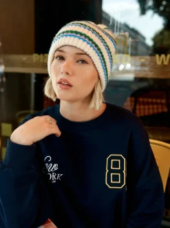 Crème/rose/vert - Bonnet en maille