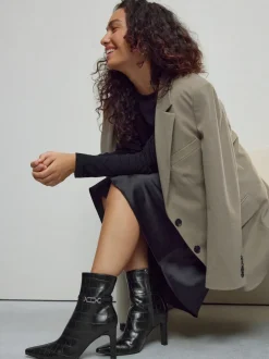 Croco noir en relief - Bottines à talons Forever Comfort® avec quincaillerie