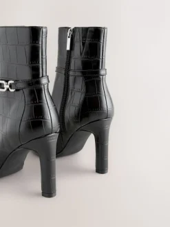 Croco noir en relief - Bottines à talons Forever Comfort® avec quincaillerie