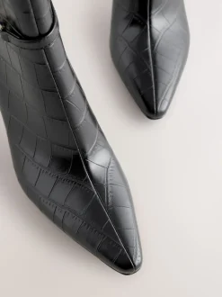 Croco noir en relief - Bottines à talons Forever Comfort® avec quincaillerie