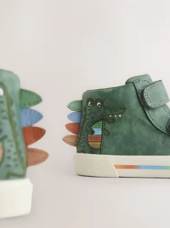 Crocodile vert - Bottines à fermeture scratch