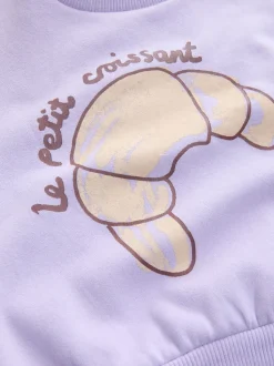 Crossant violet lilas - Sweat à col ras du cou (3mths-7yrs)