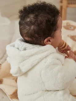 écru - Baby Cosy Fleece Hooded All-In-One (0mths-2yrs)