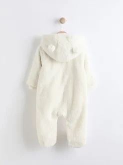écru - Baby Cosy Fleece Hooded All-In-One (0mths-2yrs)