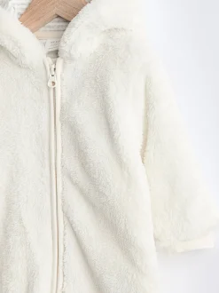 écru - Baby Cosy Fleece Hooded All-In-One (0mths-2yrs)