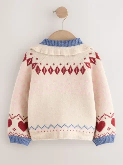 écru - Cardigan à col ours en peluche (3mois à7ans)