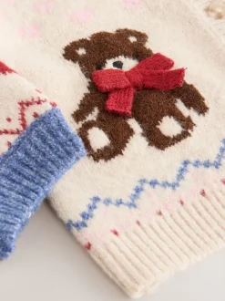 écru - Cardigan à col ours en peluche (3mois à7ans)