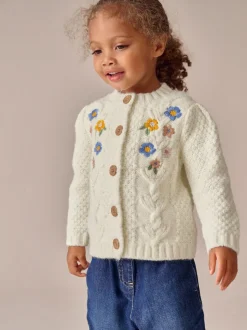 écru - Cardigan à fleurs brodées (3mois-10ans)