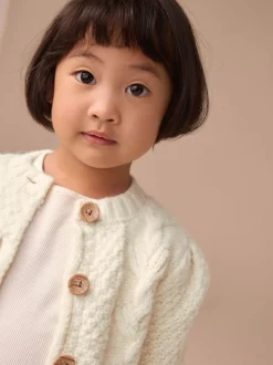 écru - Cardigan en maille épaisse Bobble (3mths-10yrs)