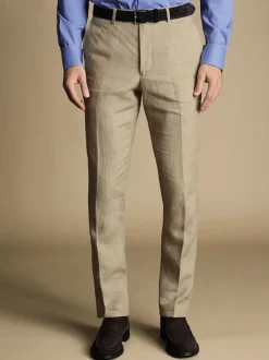 Écru - Charles Tyrwhitt Coupe ajustée  100% Lin Pantalons