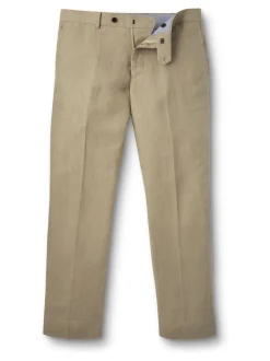 Écru - Charles Tyrwhitt Coupe ajustée  100% Lin Pantalons