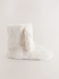 écru - Chaussons bottes en fausse fourrure lapin