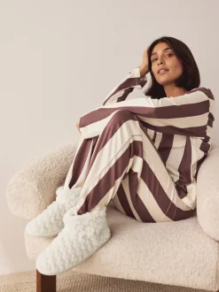 écru - Chaussons chaussons cœur en fausse fourrure