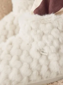 écru - Chaussons chaussons cœur en fausse fourrure