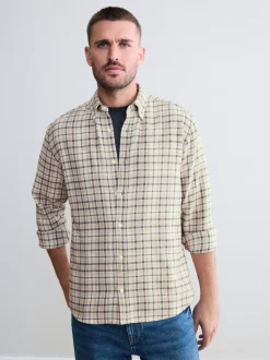 écru - Chemise à carreaux Signature à manches longues