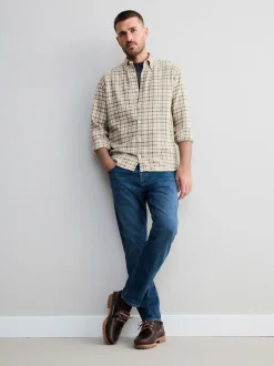 écru - Chemise à carreaux Signature à manches longues