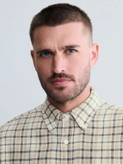 écru - Chemise à carreaux Signature à manches longues